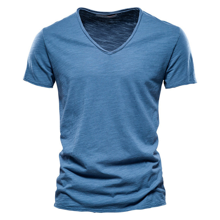 Valerio Slub-Cotton V-Neck Tee