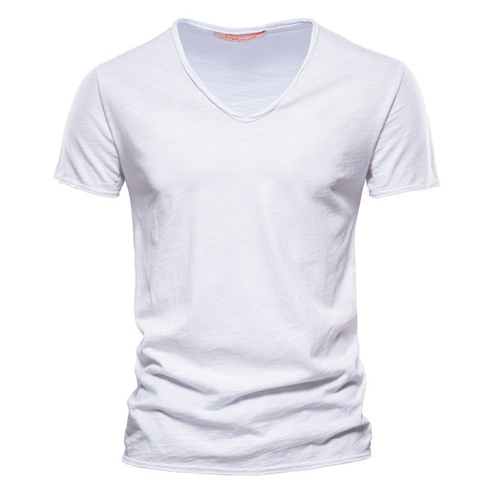 Valerio Slub-Cotton V-Neck Tee