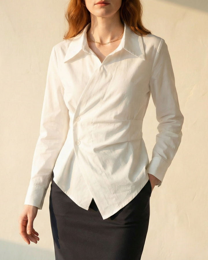 Bianca Linen-Blend Wrap Blouse