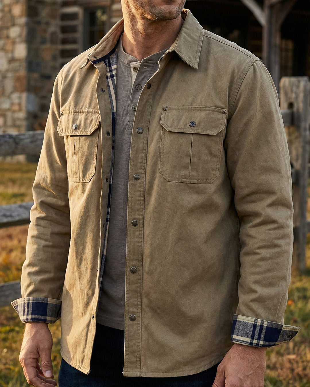 Raffaele Cotton Blend Utility Shirt