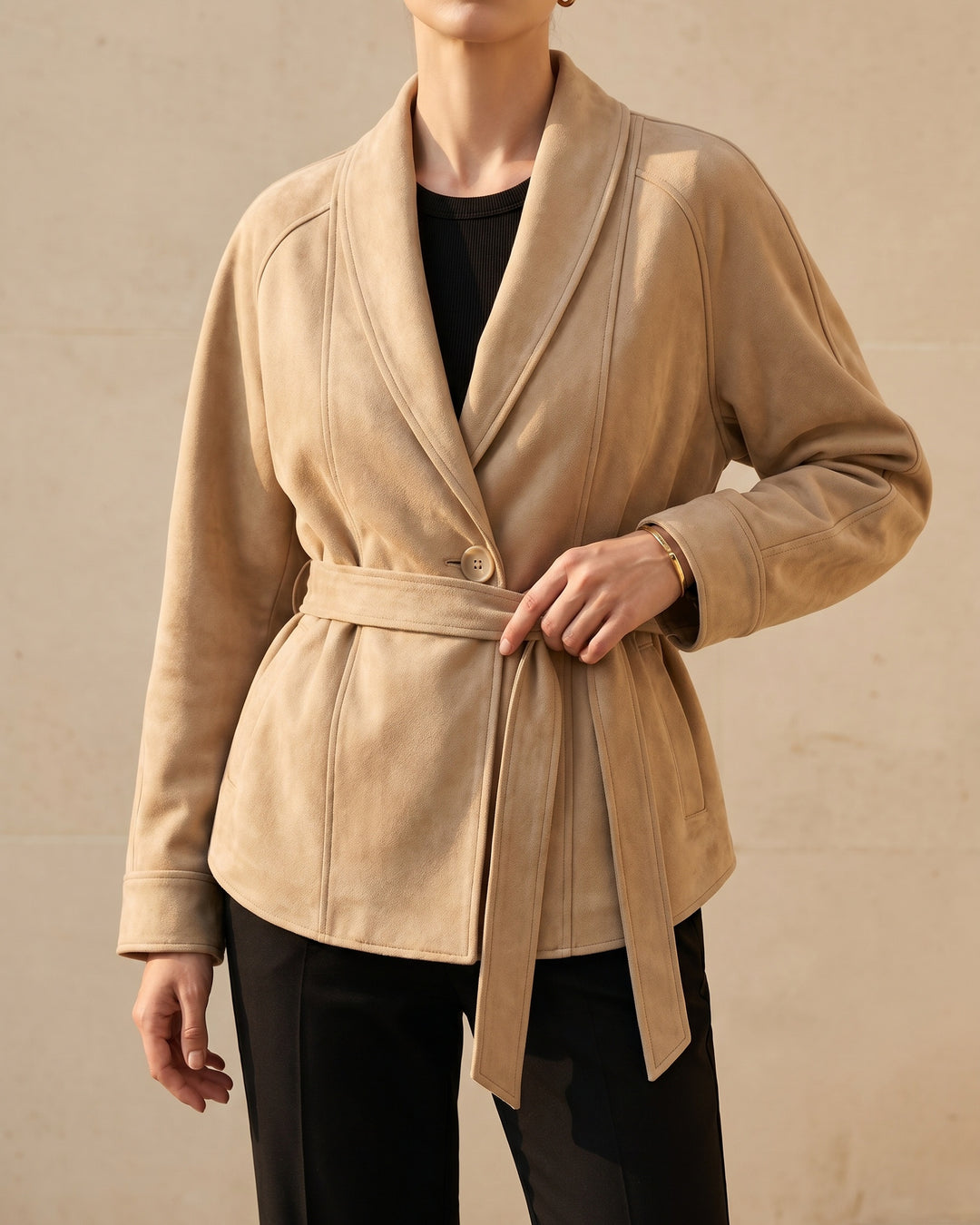Maddalena Suede Belted Jacket