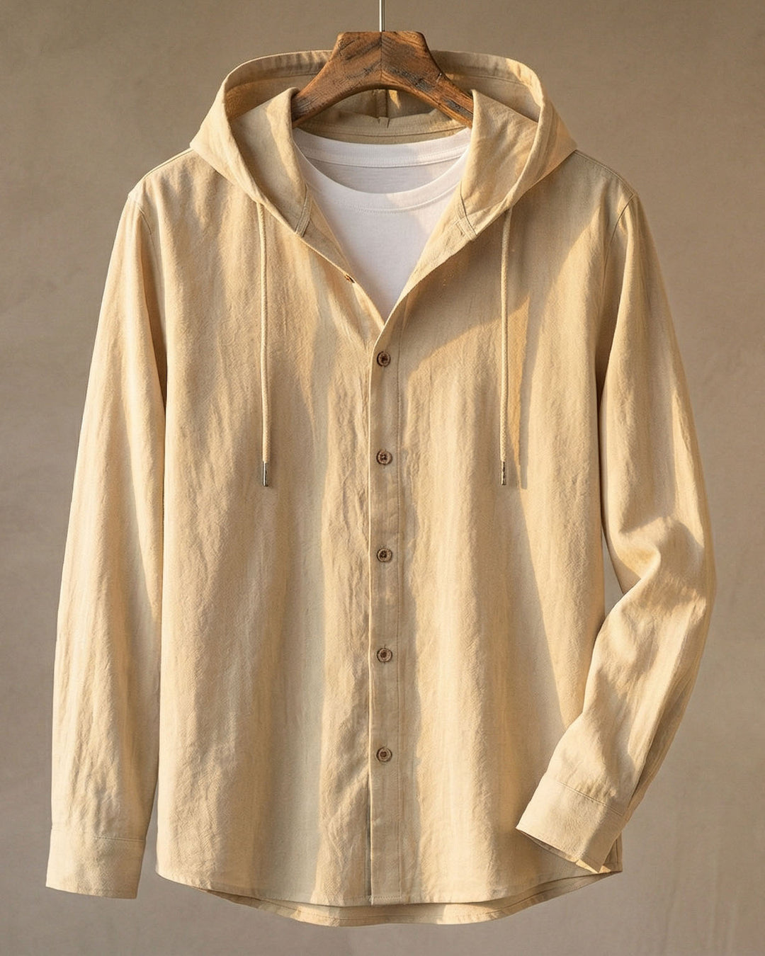 Elio Linen-Blend Hooded Shirt