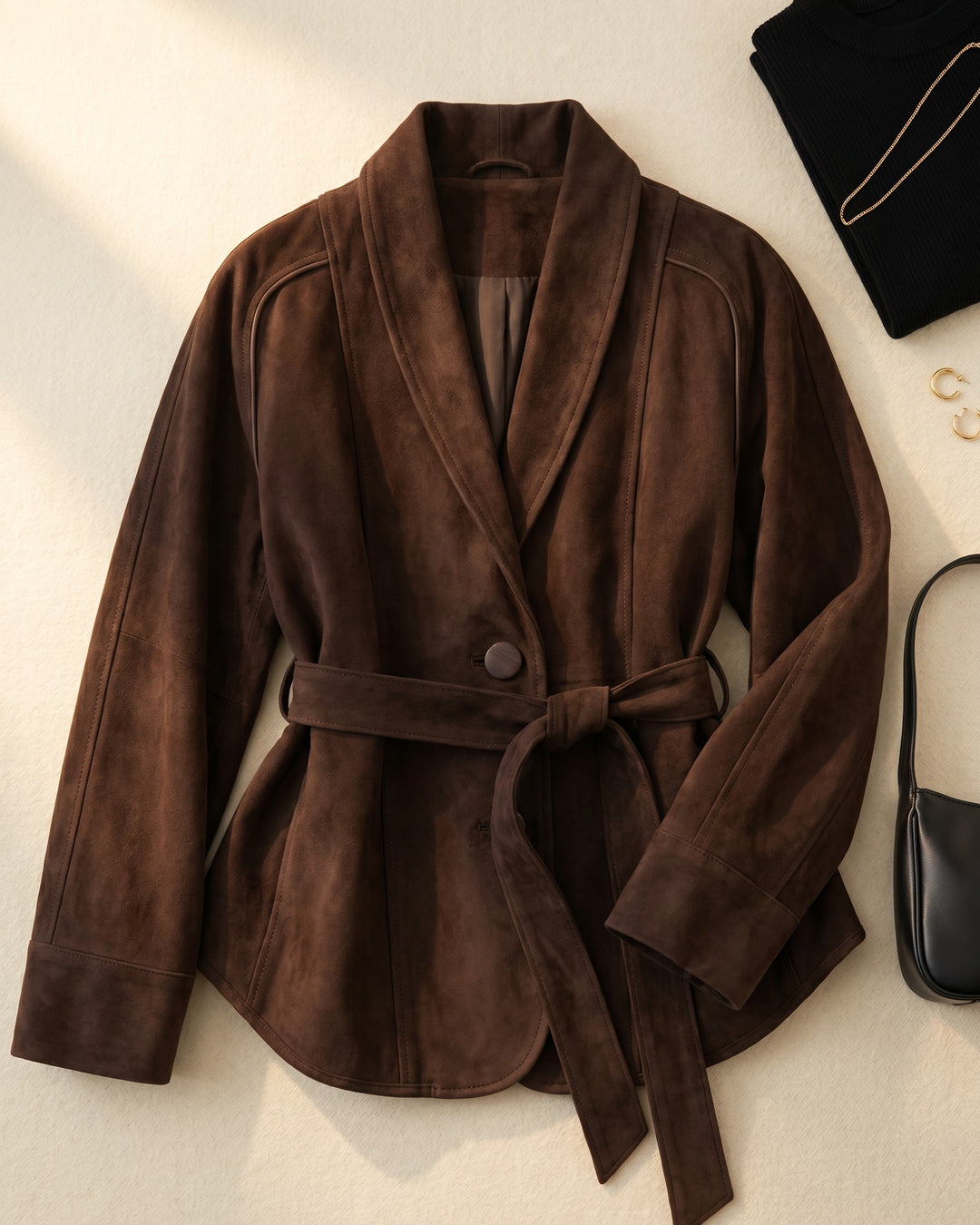 Maddalena Suede Belted Jacket