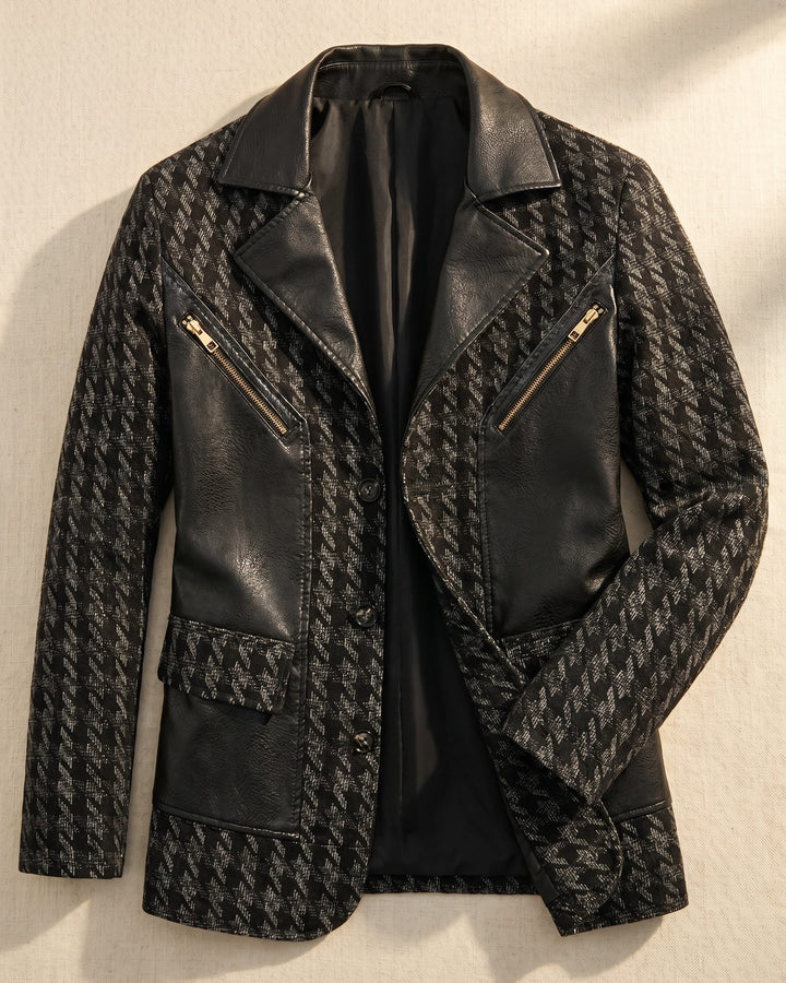 Santos Leather-Trim Houndstooth Jacket