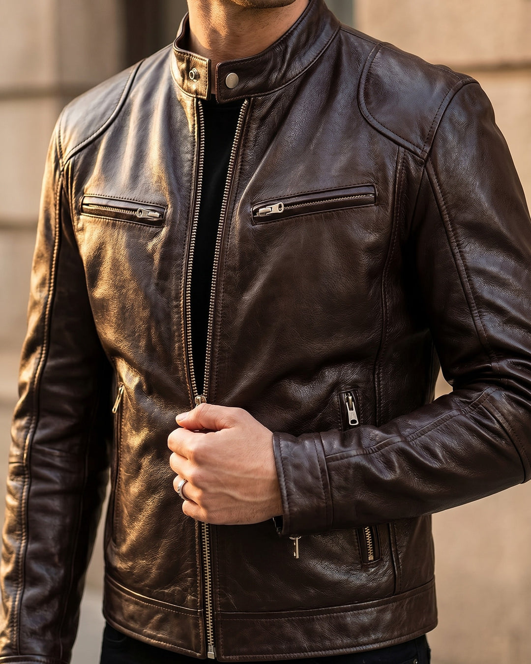 Virgilio Faux Leather Moto Jacket