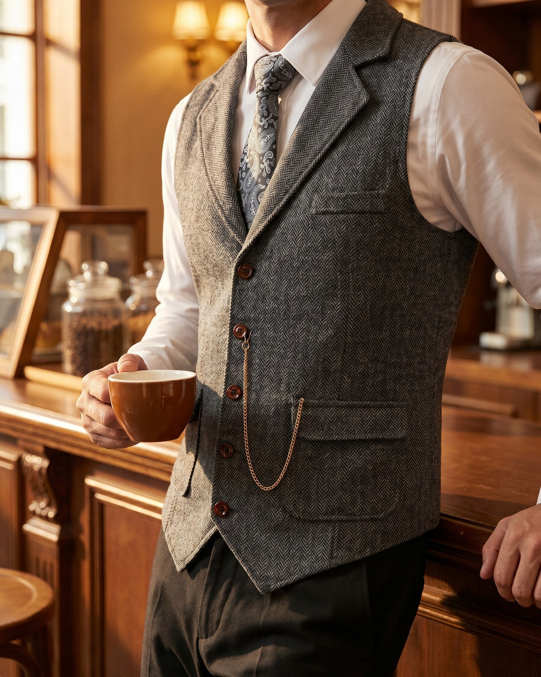 Oscar Herringbone Waistcoat