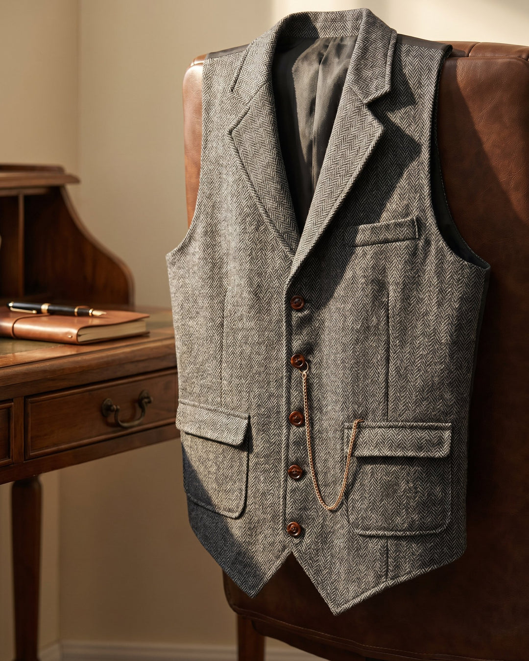 Oscar Herringbone Waistcoat