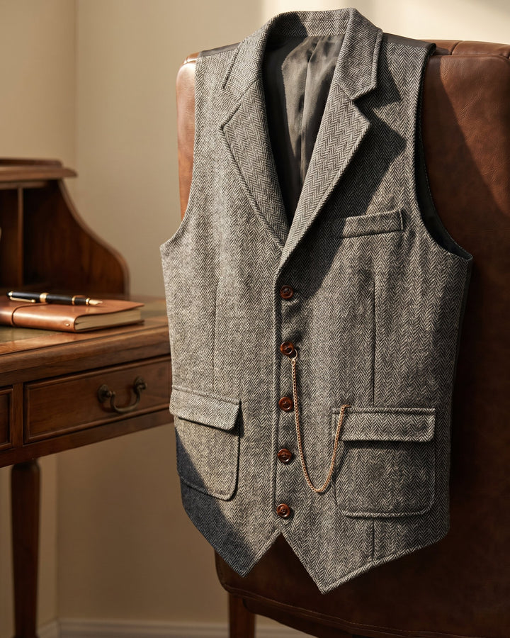 Oscar Herringbone Waistcoat