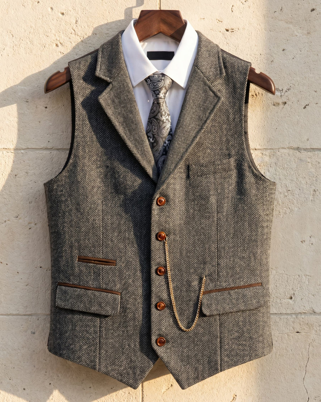 Oscar Herringbone Waistcoat