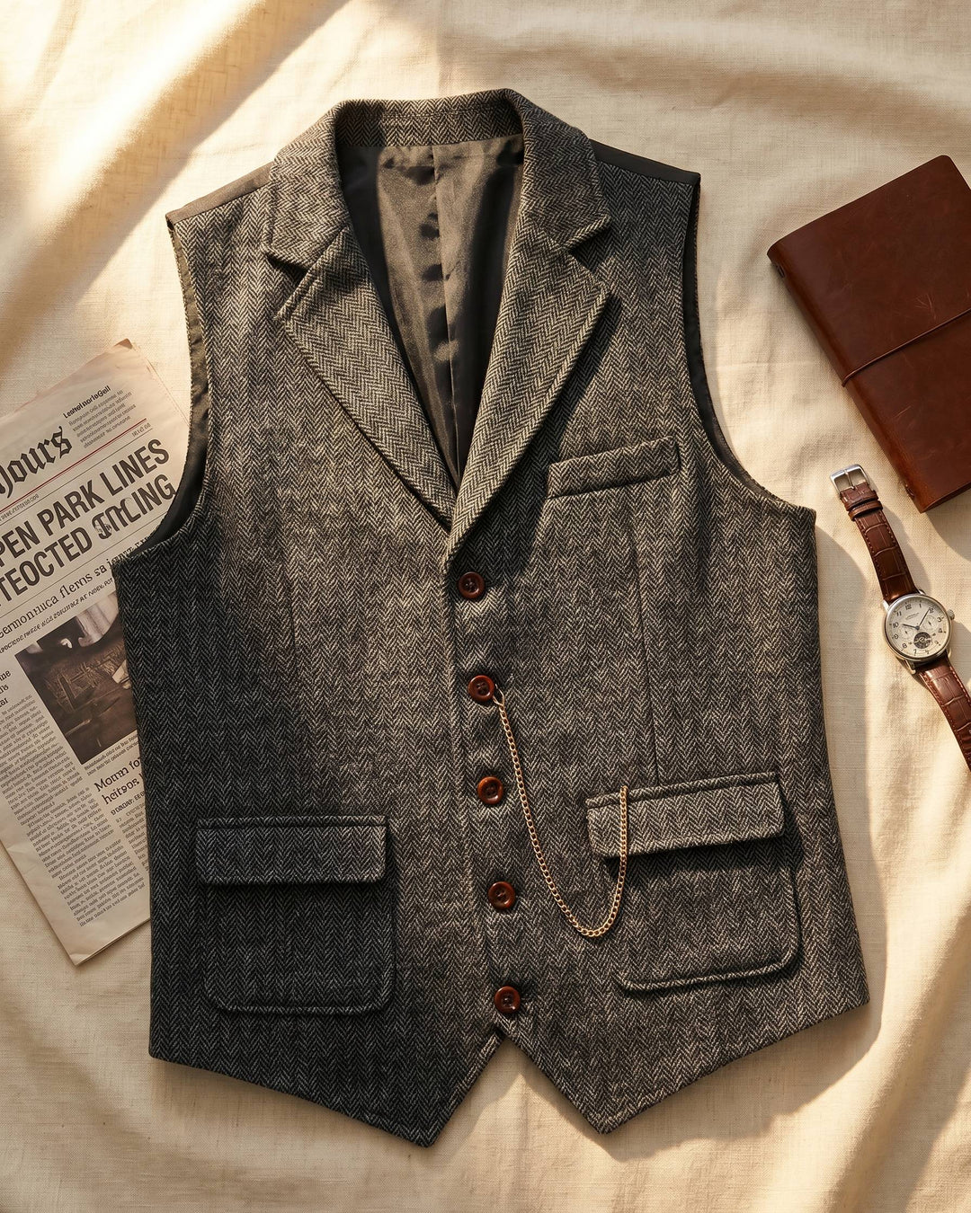 Oscar Herringbone Waistcoat