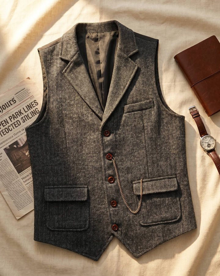Oscar Herringbone Waistcoat