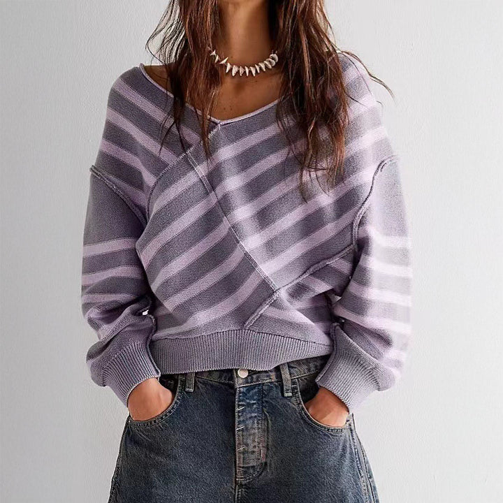 Luna Striped Off-Shoulder Sweater