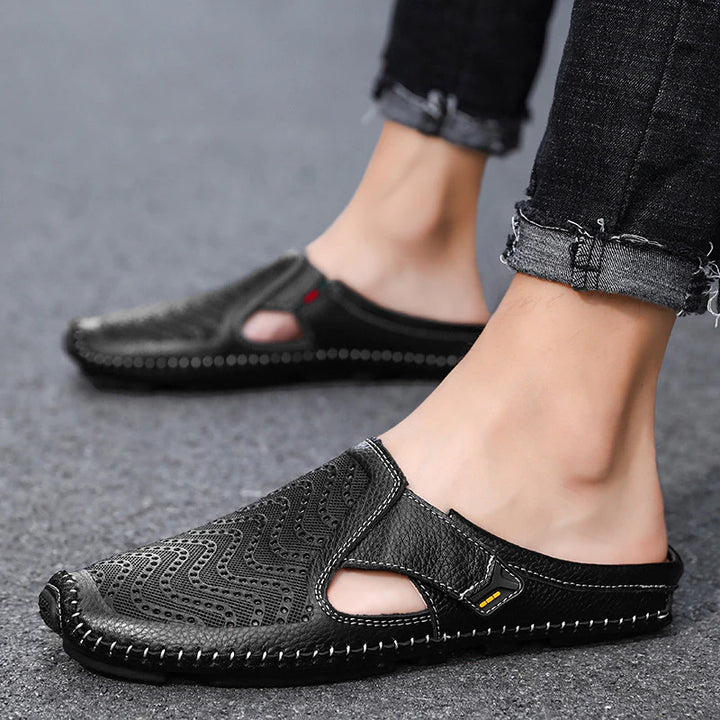 Fabio Perforated Leather Mules