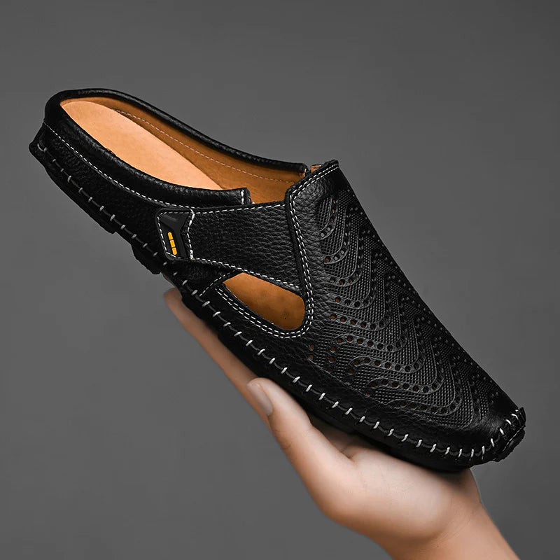 Fabio Perforated Leather Mules