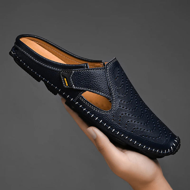 Fabio Perforated Leather Mules