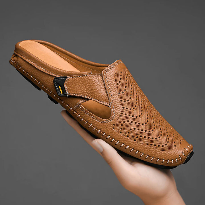 Fabio Perforated Leather Mules