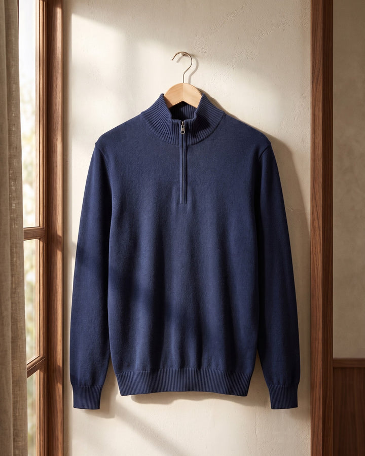 Silvano Cotton Quarter-Zip Sweater