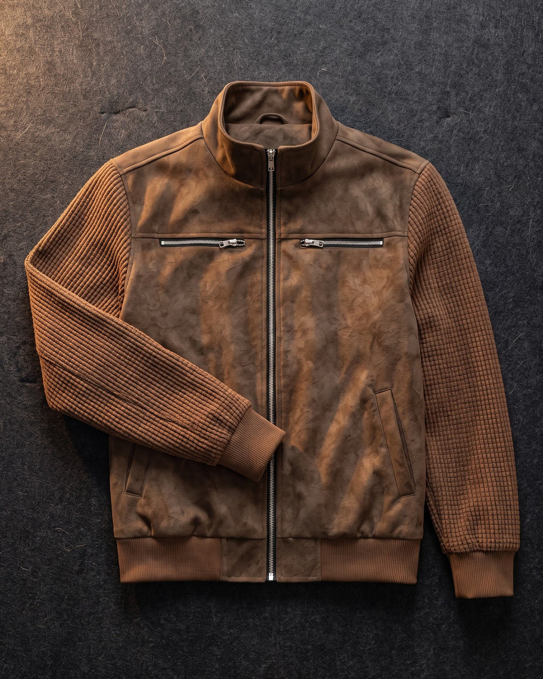 Augusto Suede-Finish Mixed-Material Jacket