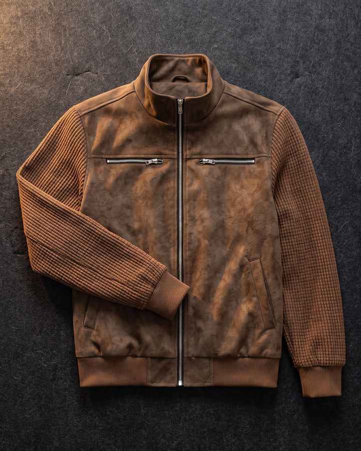 Augusto Suede-Finish Mixed-Material Jacket