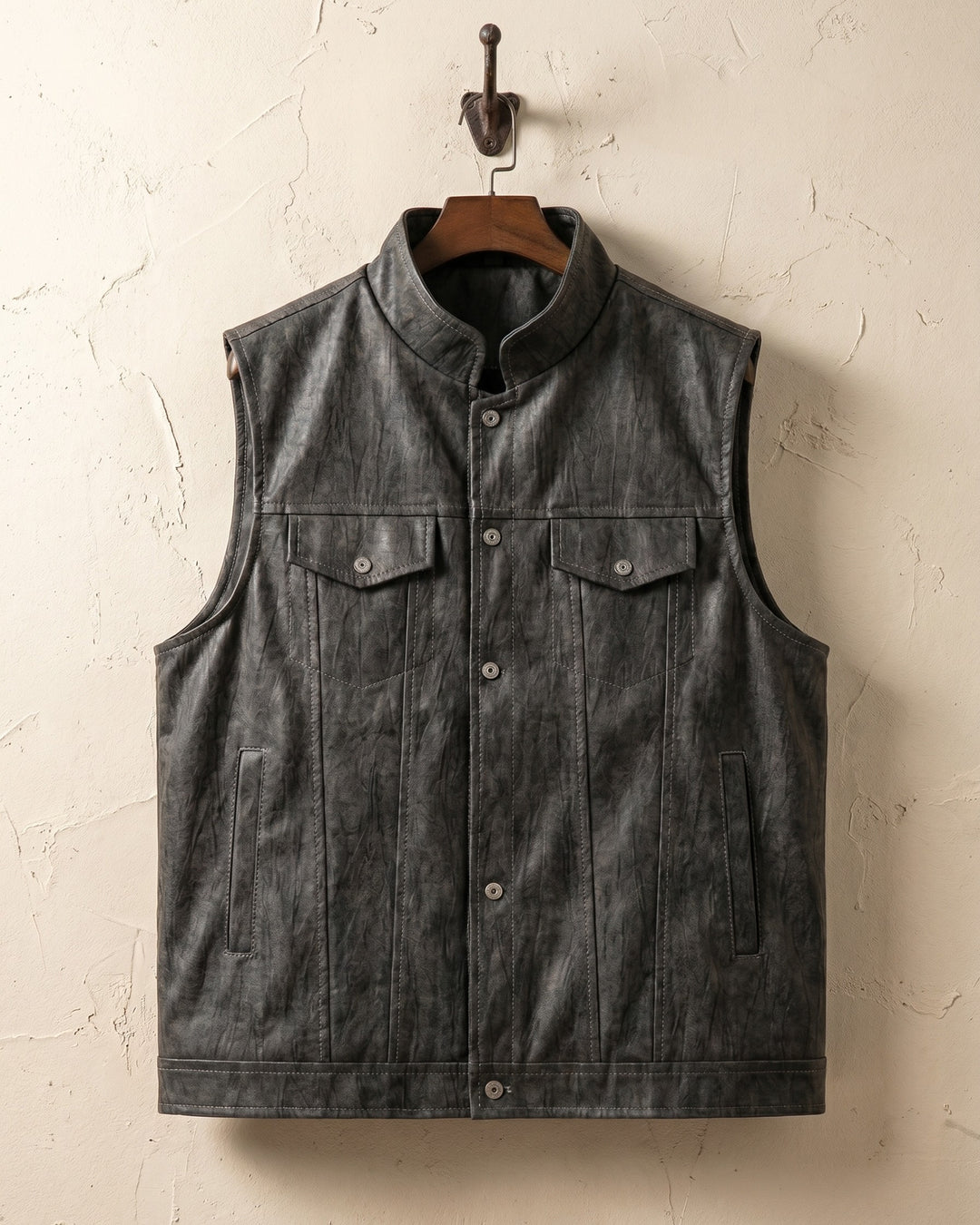 Antonio Faux Leather Vest Jacket