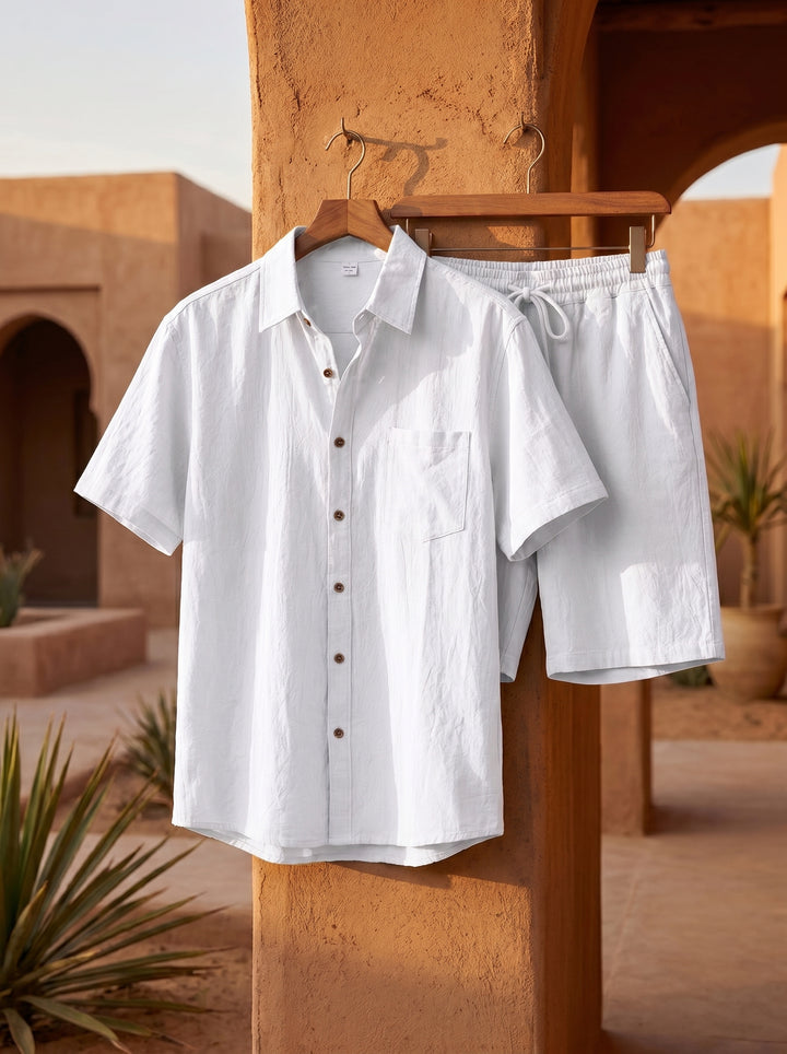 Xavier Linen-Blend Short-Sleeve Set