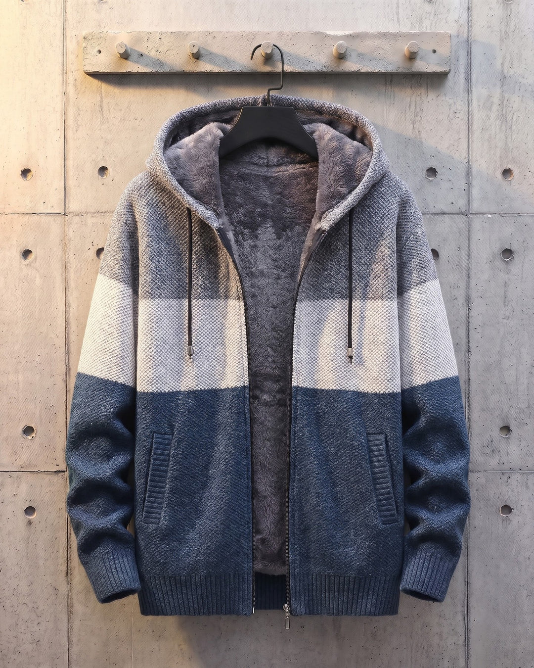 Ricardo Fleece-Lined Hooded Knit Cardigan