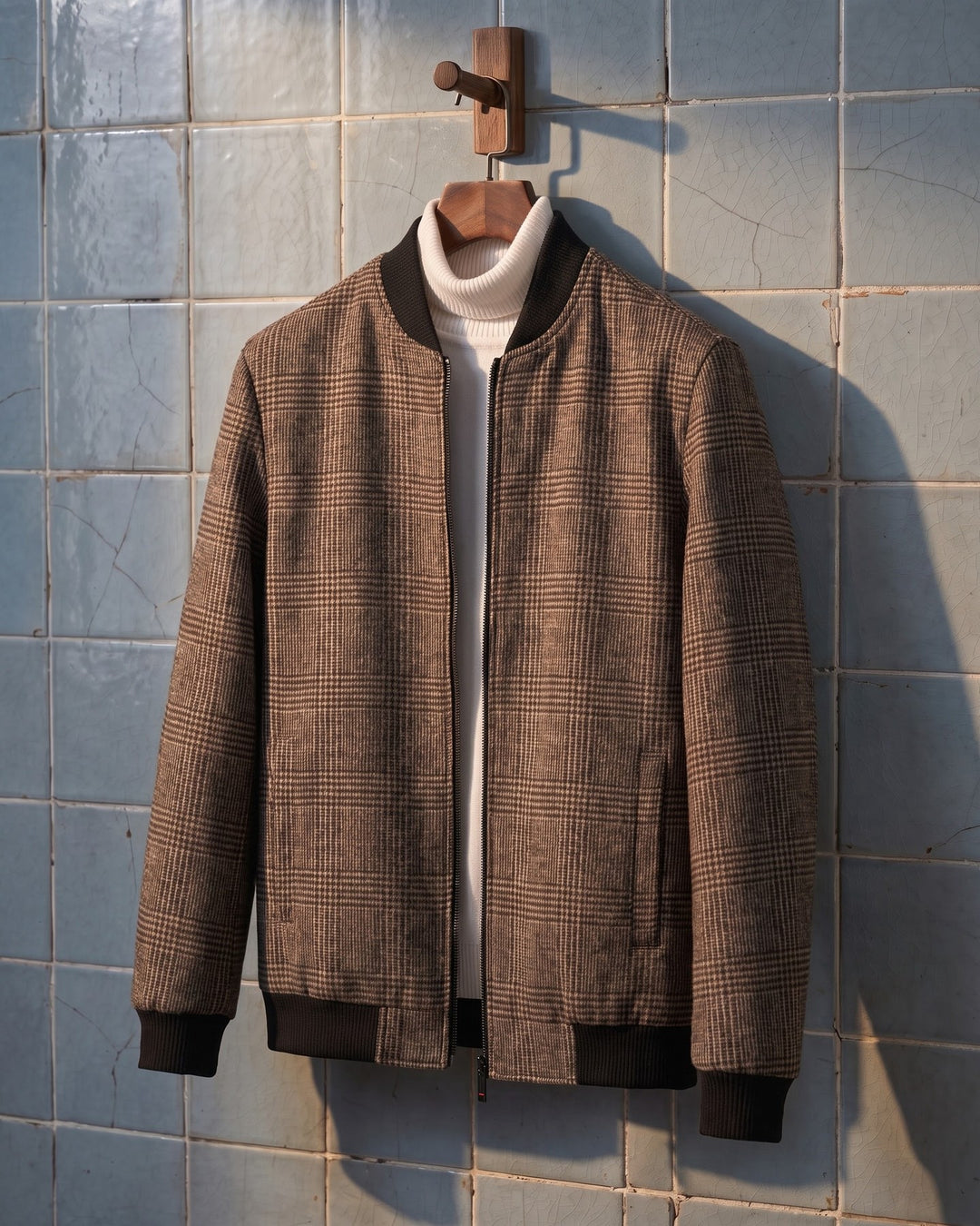 Fabian Glen Plaid Wool-Blend Bomber Jacket
