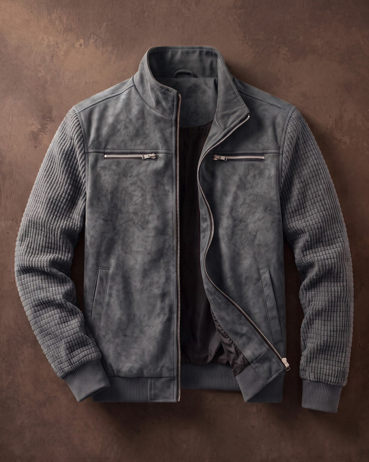 Augusto Suede-Finish Mixed-Material Jacket