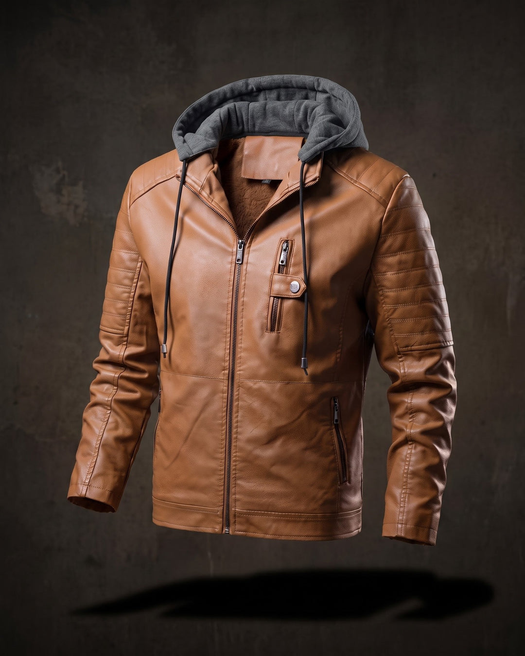 Eugenio Leather Hooded Jacket