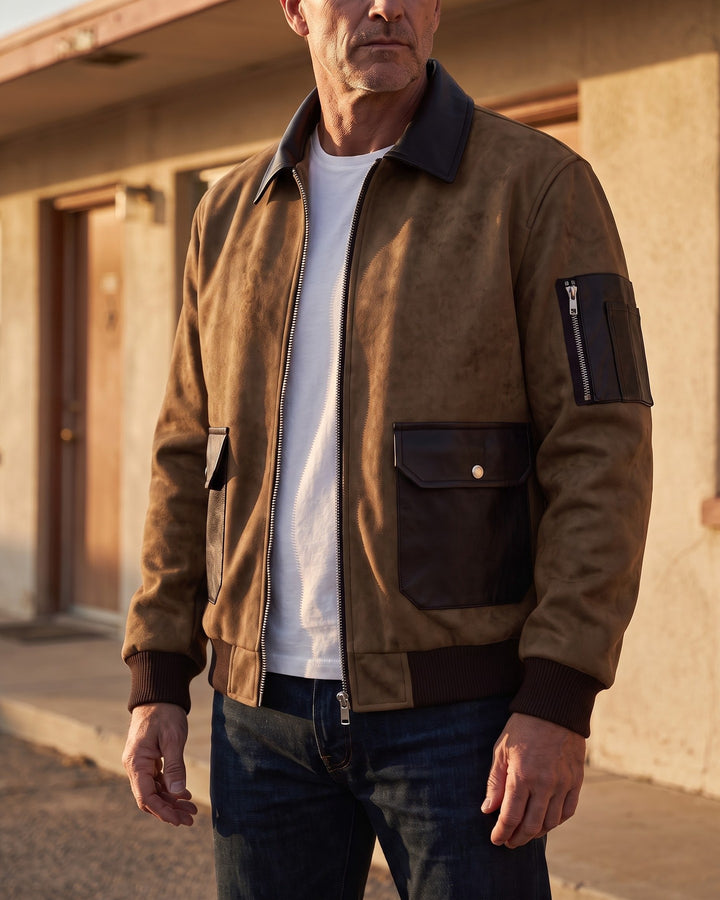 Moreno Suede-Look Bomber Jacket