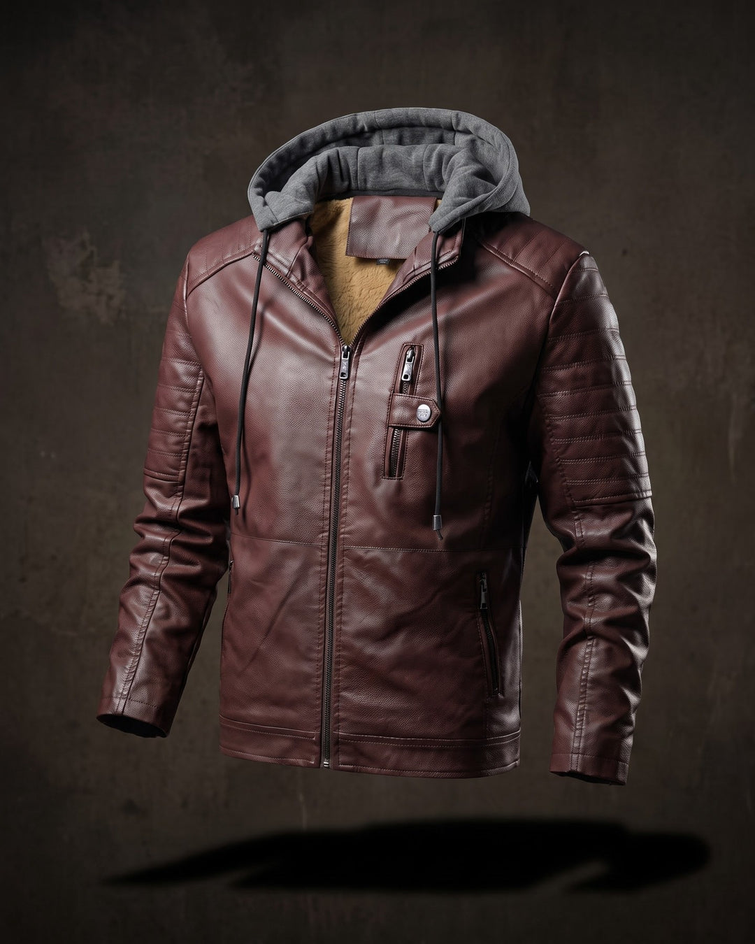 Eugenio Leather Hooded Jacket