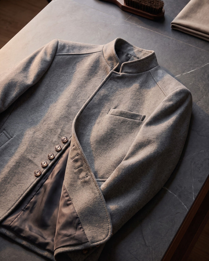 Valerio Wool Mandarin Collar Blazer