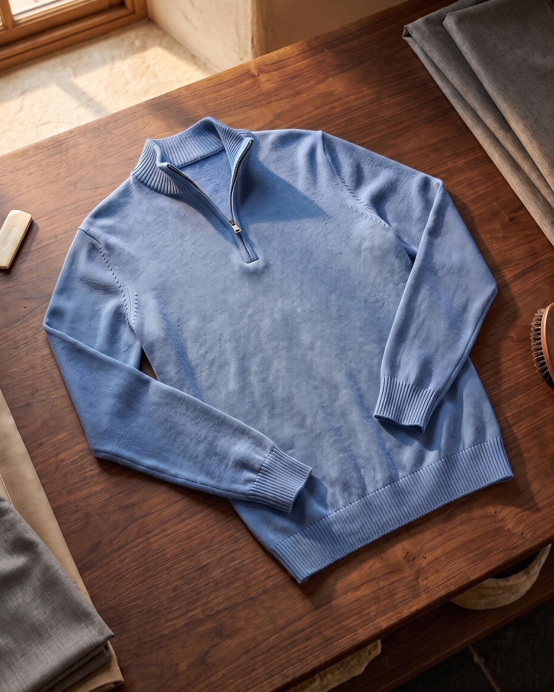 Silvano Cotton Quarter-Zip Sweater