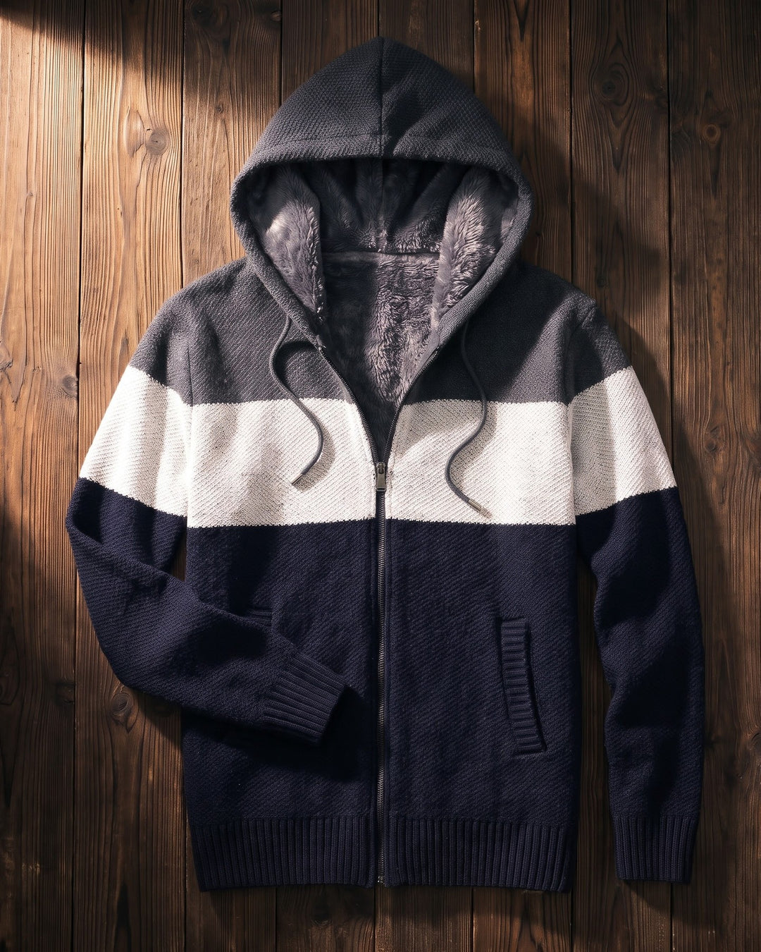 Ricardo Fleece-Lined Hooded Knit Cardigan