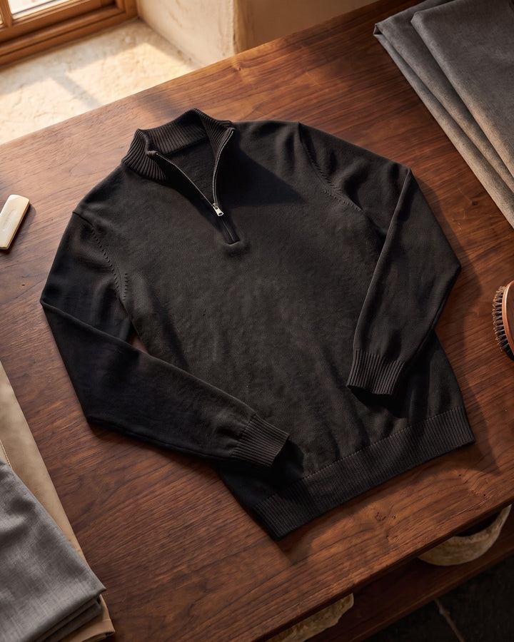 Silvano Cotton Quarter-Zip Sweater
