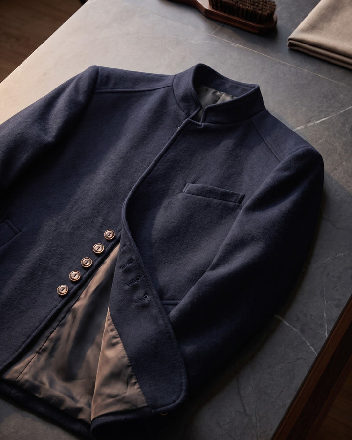 Valerio Wool Mandarin Collar Blazer