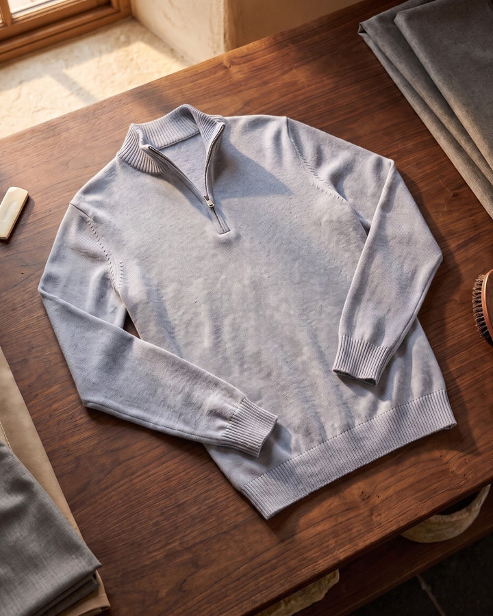 Silvano Cotton Quarter-Zip Sweater