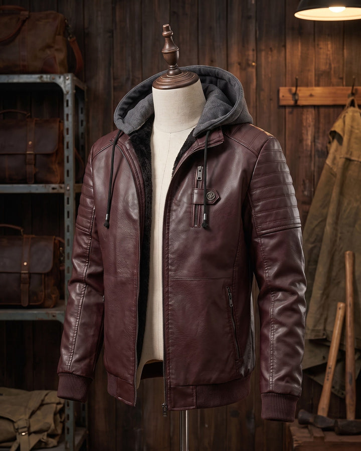 Eugenio Leather Hooded Jacket