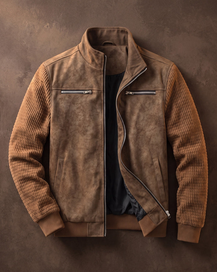 Augusto Suede-Finish Mixed-Material Jacket