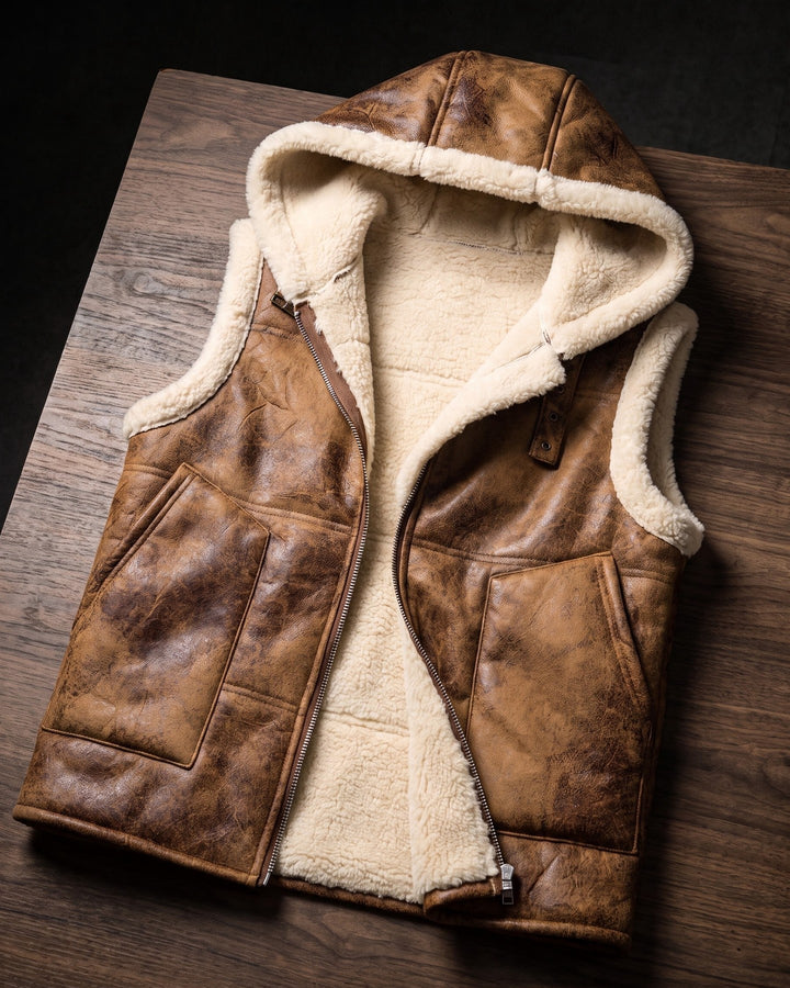 Leandro Faux Leather Sherpa Vest