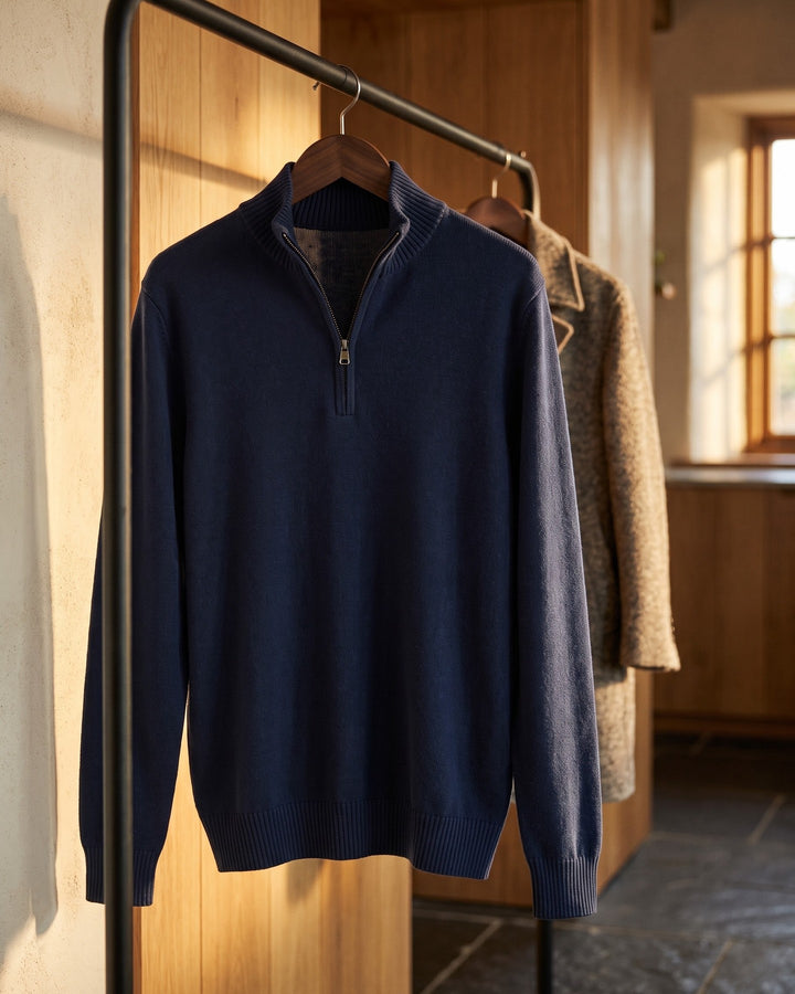 Silvano Cotton Quarter-Zip Sweater