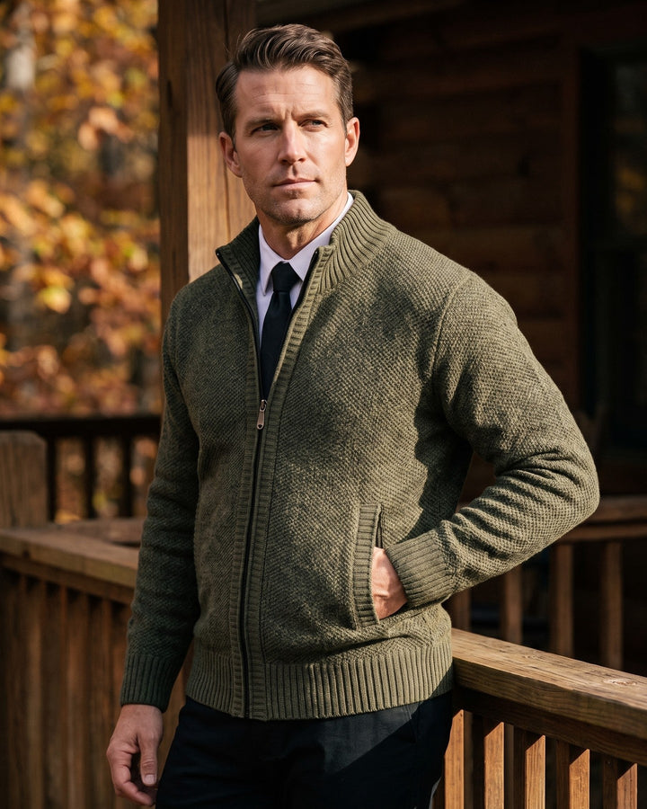 Giulio Cotton Blend Zip-Up Cardigan