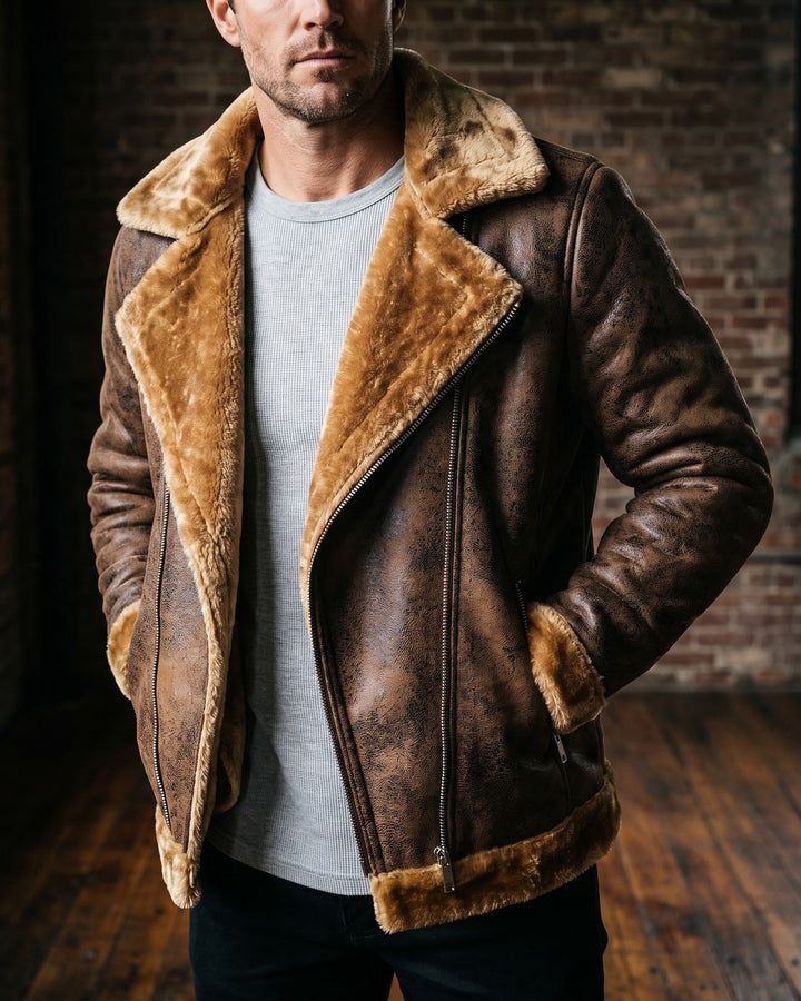 Antonio Faux Leather Shearling Jacket