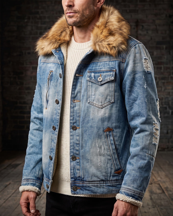 Bruno Denim Fur-Trim Jacket