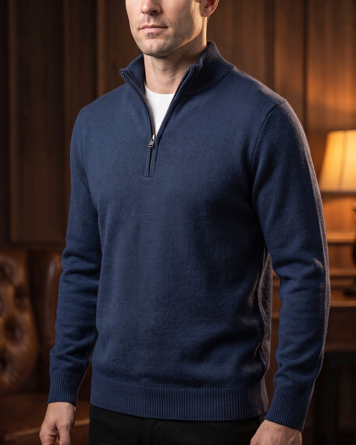 Silvano Cotton Quarter-Zip Sweater