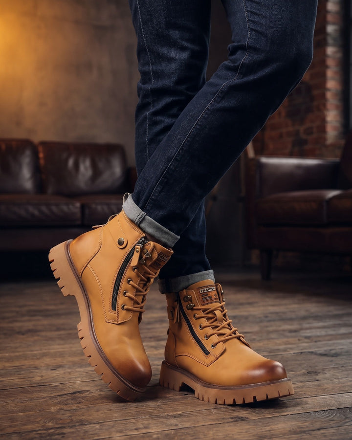 Nico Faux Leather Combat Boots