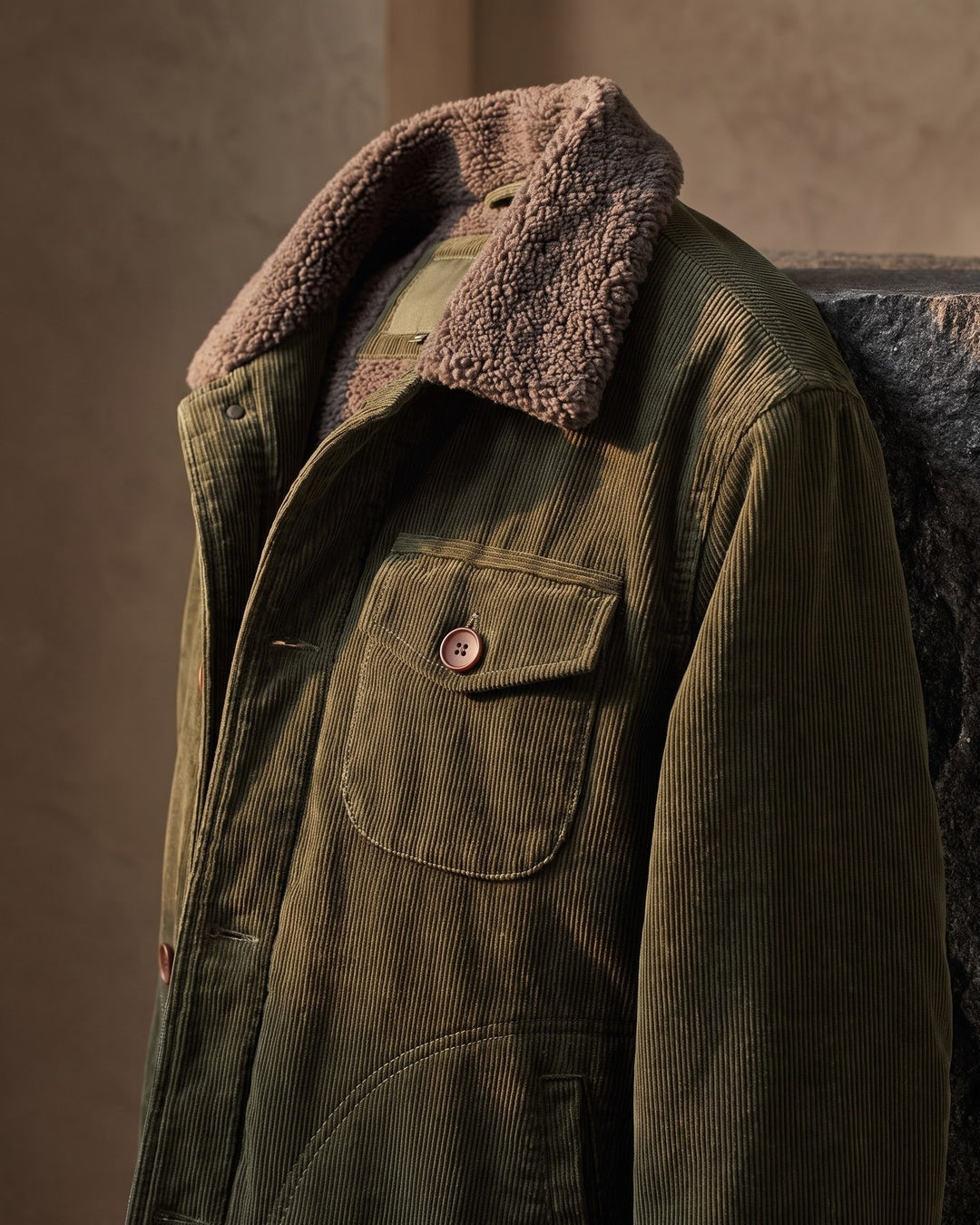 Ludovico Corduroy Sherpa-Collar Jacket