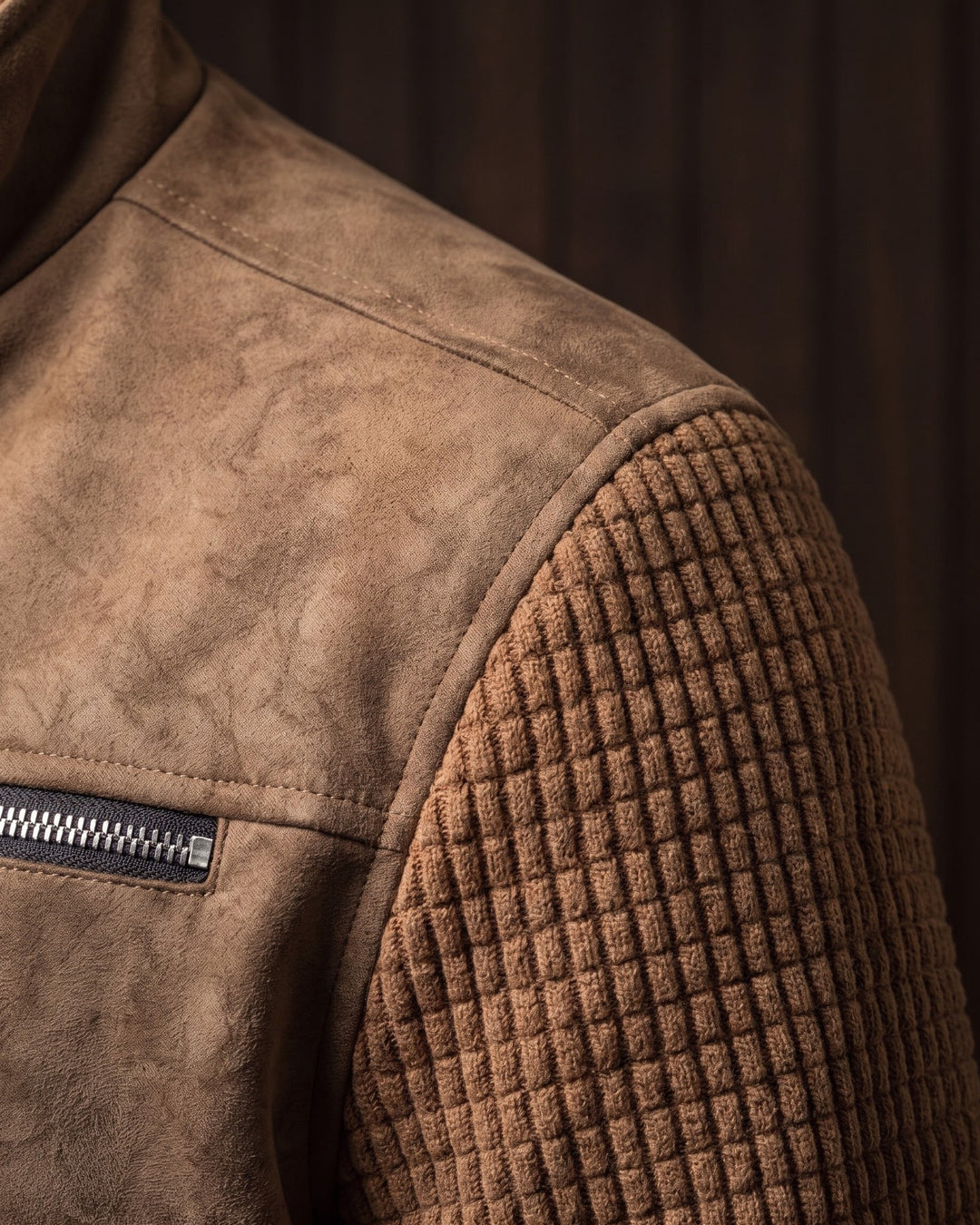 Augusto Suede-Finish Mixed-Material Jacket