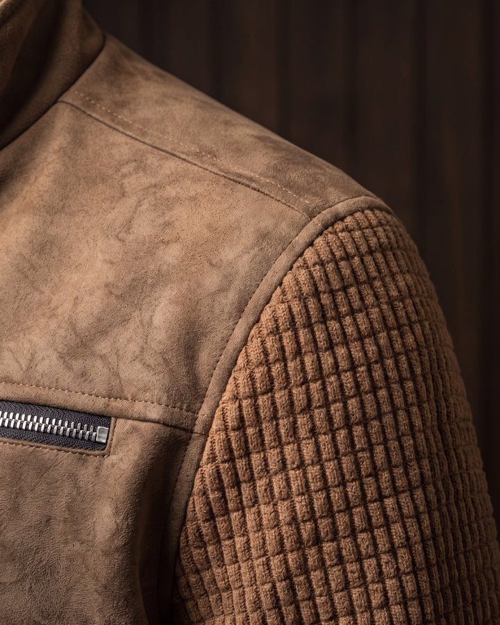 Augusto Suede-Finish Mixed-Material Jacket