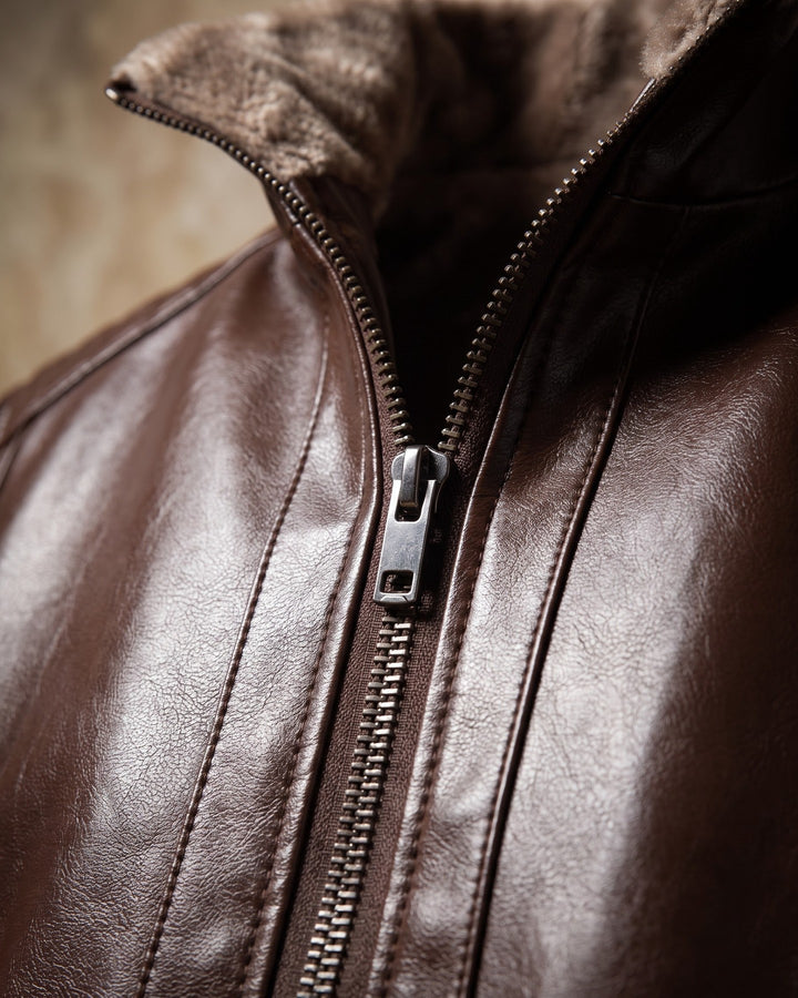 Hugo Faux Leather Shearling-Collar Jacket